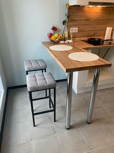 Барный стул Лофт кожзам темно-серый / черный матовый фото покупателя 16