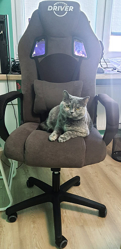 Компьютерное кресло Driver/Драйвер кожзам черный / ткань синий фото покупателя 45