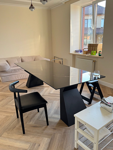 Стеклянный стол Денхольм 240(290)х100х75 обсидиан / черный фото покупателя 10