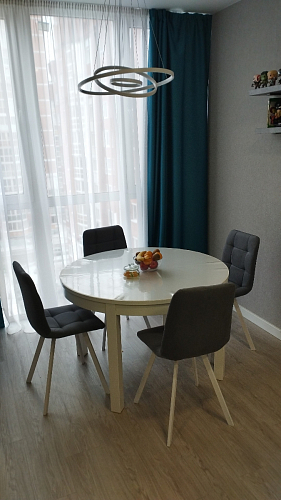 Стул на металлокаркасе Чилли синяя ткань / белый фото покупателя 986