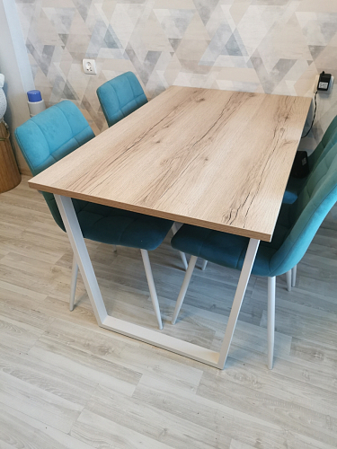 Деревянный стол Барон О 160 х 90 белая пленка шагрень / черный фото покупателя 79