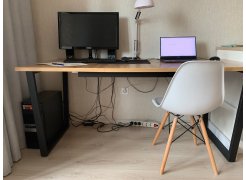 Деревянный стол Лота Лофт 120(160)х75 черный матовый / бетон светлый фото покупателя 873