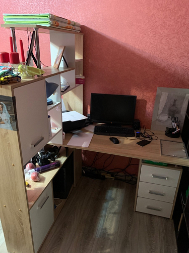 Стол компьютерный Джаз-15 левый дуб сонома / белый фото покупателя 1