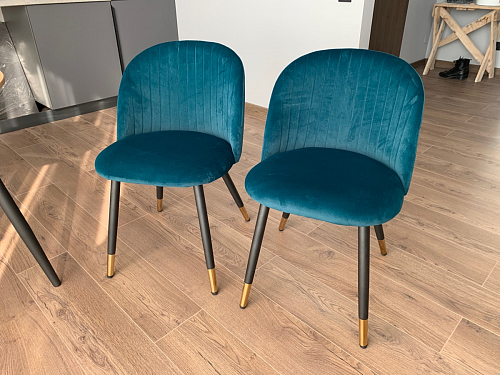 Стул на металлокаркасе Gabi 1 light blue / black / gold фото покупателя 35