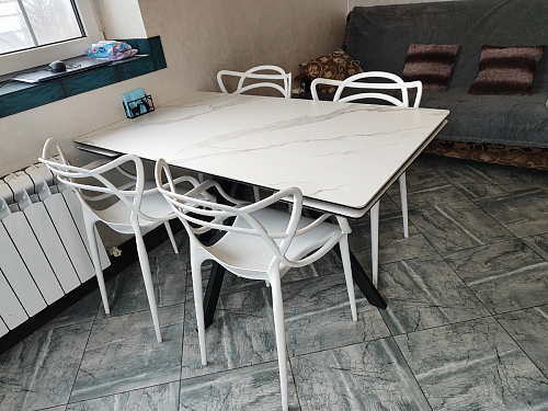 Керамический стол Вилли 140(200)х80х75 черный мрамор shakespeare black / черный фото покупателя 26