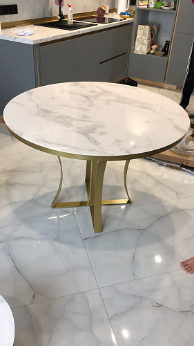 Стеклянный стол Нейтон обсидиан / черный фото покупателя 7