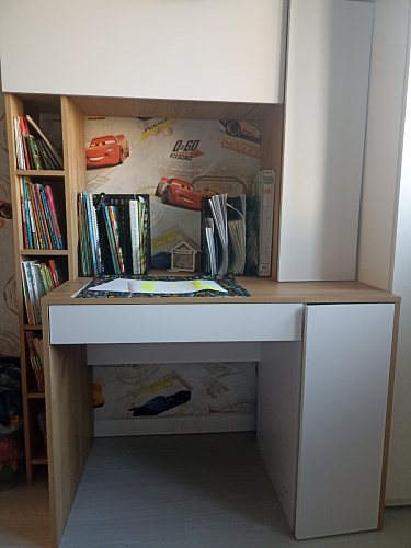 Письменный стол Комфорт 12.71 дуб золотой craft / белая аляска  - Уцененный экземпляр фото покупателя 102