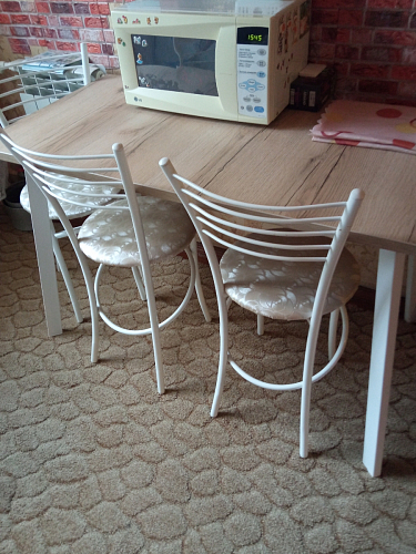 Стеклянный стол Фостер 120(160)х120х76 серый мрамор / черный фото покупателя 10