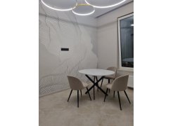 Стул на металлокаркасе Gabi 1 бежевый / черный с серебряными наконечниками фото покупателя 388