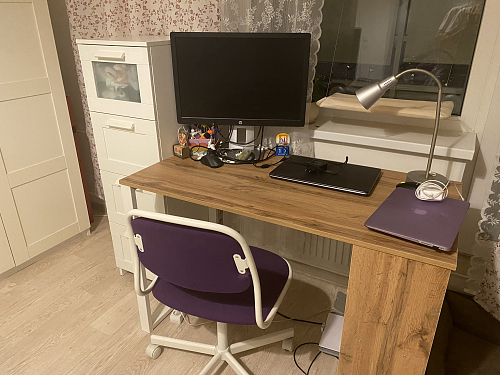 Письменный стол Битти Лофт 116х60х75 дуб вотан / черный матовый фото покупателя 134