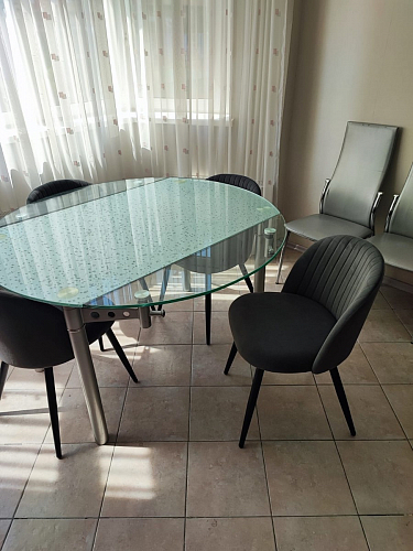 Стул на металлокаркасе Gabi 1 light blue / black / gold фото покупателя 215