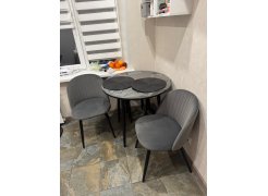 Стул на металлокаркасе Gabi 1 бежевый / черный с серебряными наконечниками фото покупателя 541