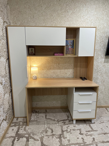Письменный стол Комфорт 12.95 N дуб сонома / белый PE шагрень фото покупателя 55