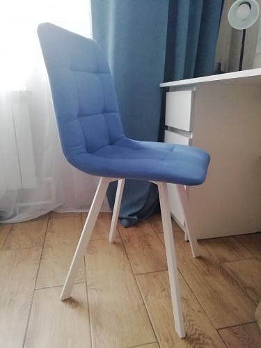 Стул на металлокаркасе Чилли синяя ткань / белый фото покупателя 280