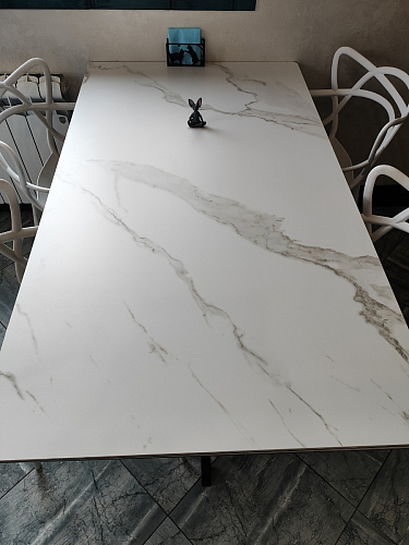 Керамический стол Вилли 140(200)х80 белый мрамор snow white / черный фото покупателя 27