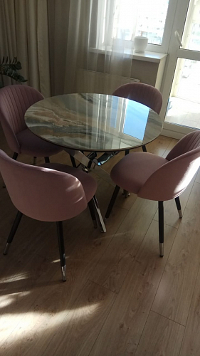 Стул на металлокаркасе Gabi dark beige / black / silver фото покупателя 266