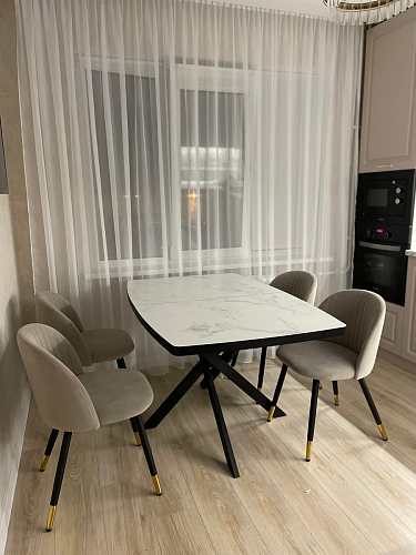 Стул на металлокаркасе Gabi dark beige / black / silver фото покупателя 284