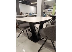 Стеклянный стол Вейл 140(180)х80 кристл статуарио / черный из шоурума 4