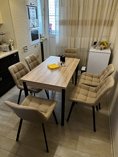 Стул на металлокаркасе Челси бежевый / черный фото покупателя 21