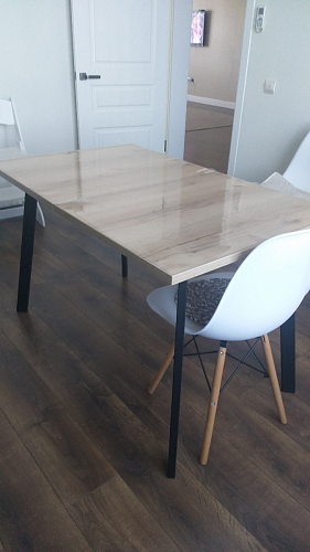 Деревянный стол Колон Лофт 120(160) х 75 черный матовый / бетон фото покупателя 11