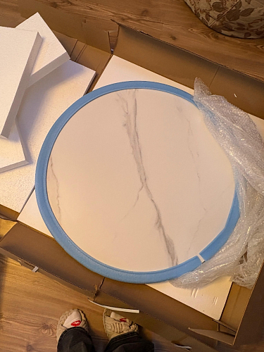 Керамический стол Тулип 90х74 белый мрамор / черная пленка / белый фото покупателя 19