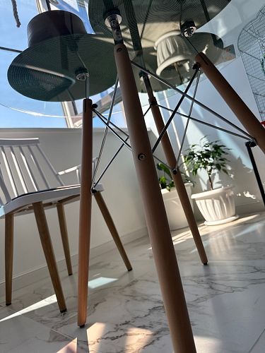 Стеклянный стол PT-151 90х90х76 clear glass / wood фото покупателя 16