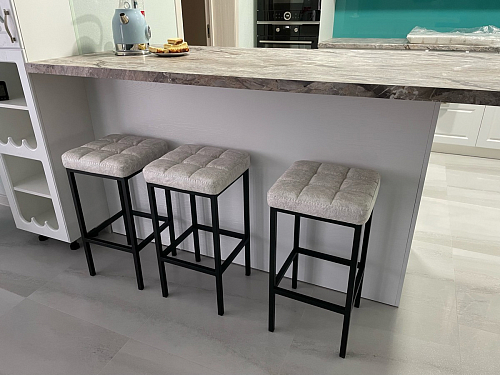 Барный стул Лофт микровелюр катания изумруд / черный матовый фото покупателя 31