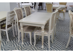 Деревянный стол Леджер слоновая кость / патина золото из шоурума 1