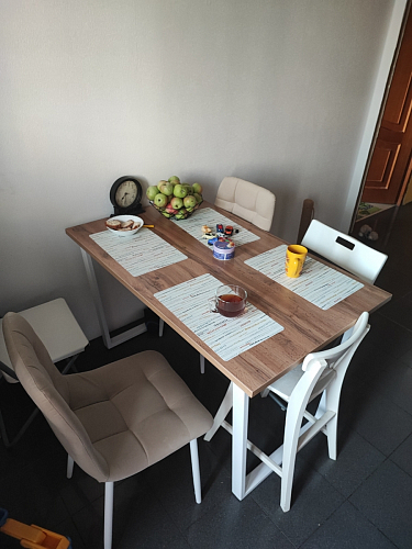 Деревянный стол Лота Лофт 120х75 белый матовый / дуб крафт золотой фото покупателя 911