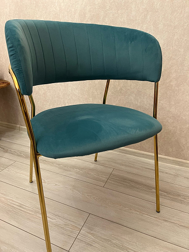 Стул на металлокаркасе Kamelia зеленый / золото фото покупателя 59