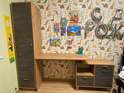 Письменный стол Эго Ст-2 на ножках дуб крафт золотой / белый глянец фото покупателя 4