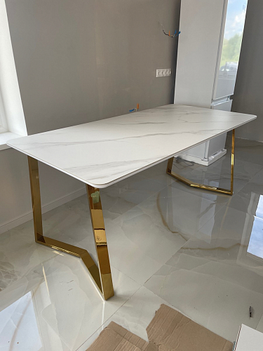 Керамический стол Селена 1 140х80 черный мрамор / золото фото покупателя 1