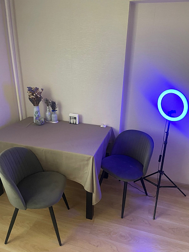 Стул на металлокаркасе Gabi 1 light blue / black / gold фото покупателя 359