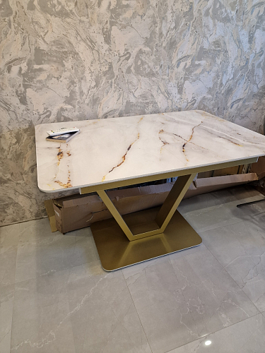 Стол на тумбе Бугун белый / золото фото покупателя 25