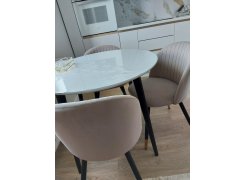 Стул на металлокаркасе Gabi 1 бежевый / черный с серебряными наконечниками фото покупателя 28