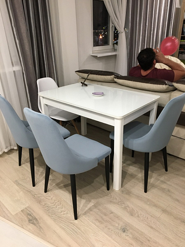 Стул на металлокаркасе Kora 1 light blue / white / black фото покупателя 14