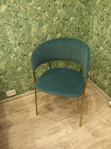 Стул на металлокаркасе Kamelia зеленый / золото фото покупателя 104