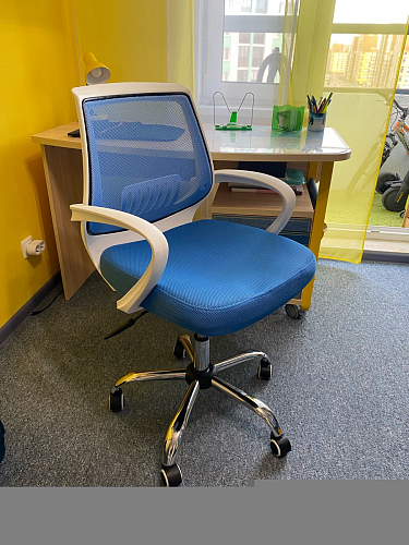 Компьютерное кресло Ergoplus белое / голубое фото покупателя 9