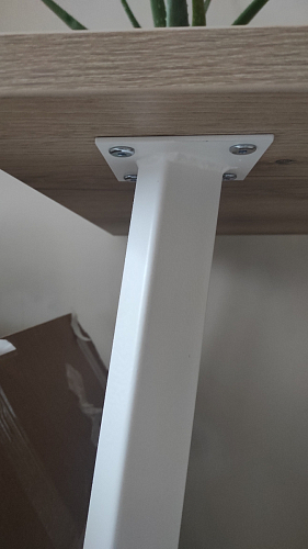 Стеклянный стол Фостер 120(160)х120х76 белый мрамор / черный фото покупателя 22