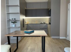 Деревянный стол Лота Лофт 120(160)х75 черный матовый / бетон светлый фото покупателя 576