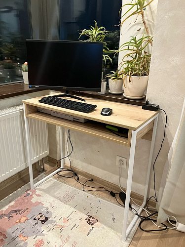 Письменный стол Лео Лофт дуб делано темный / белый матовый фото покупателя 47