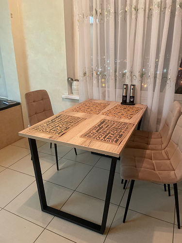 Стеклянный стол Фостер 120(160)х120х76 белый мрамор / черный фото покупателя 76