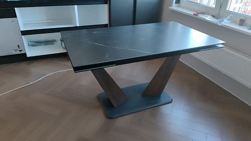 Керамический стол Кели 140(200)х80х76 серый мрамор / черный фото покупателя 4