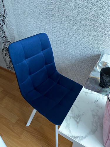 Стул на металлокаркасе Чилли синяя ткань / белый фото покупателя 1409