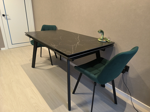 Керамический стол Норман 140(200)х80 серый мрамор larka grey / черный фото покупателя 31