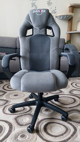 Компьютерное кресло Driver/Драйвер кожзам черный / ткань синий фото покупателя 9