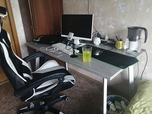 Стол Тринити Лофт 120 32 мм бетон / черный матовый фото покупателя 232