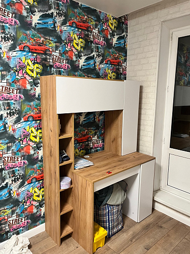 Письменный стол Комфорт 12.71 дуб золотой craft / белая аляска фото покупателя 14