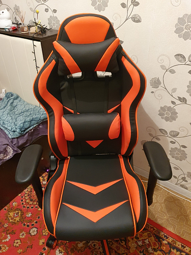 Компьютерное кресло Racer черное / голубое фото покупателя 101