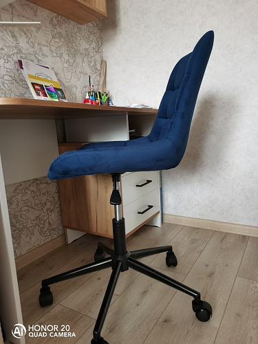 Компьютерное кресло Честер темно-серый велюр velutto 32 / белый фото покупателя 4